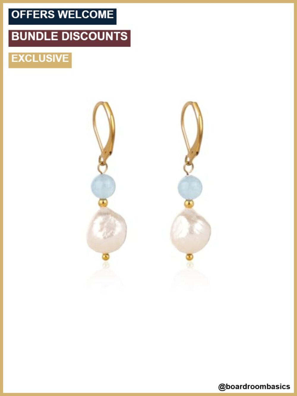Natural Freshwater Pearl Lever Back Drop Earrings 18k Gold-Plated Hoop